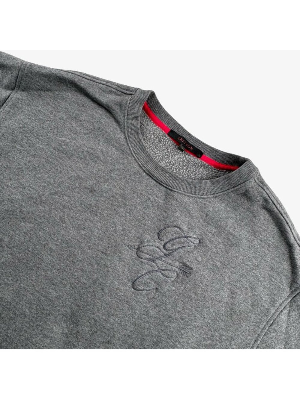 Greyson Men’s Cotton Blend Embroidered Crew Neck Sweatshirt Gray • Small